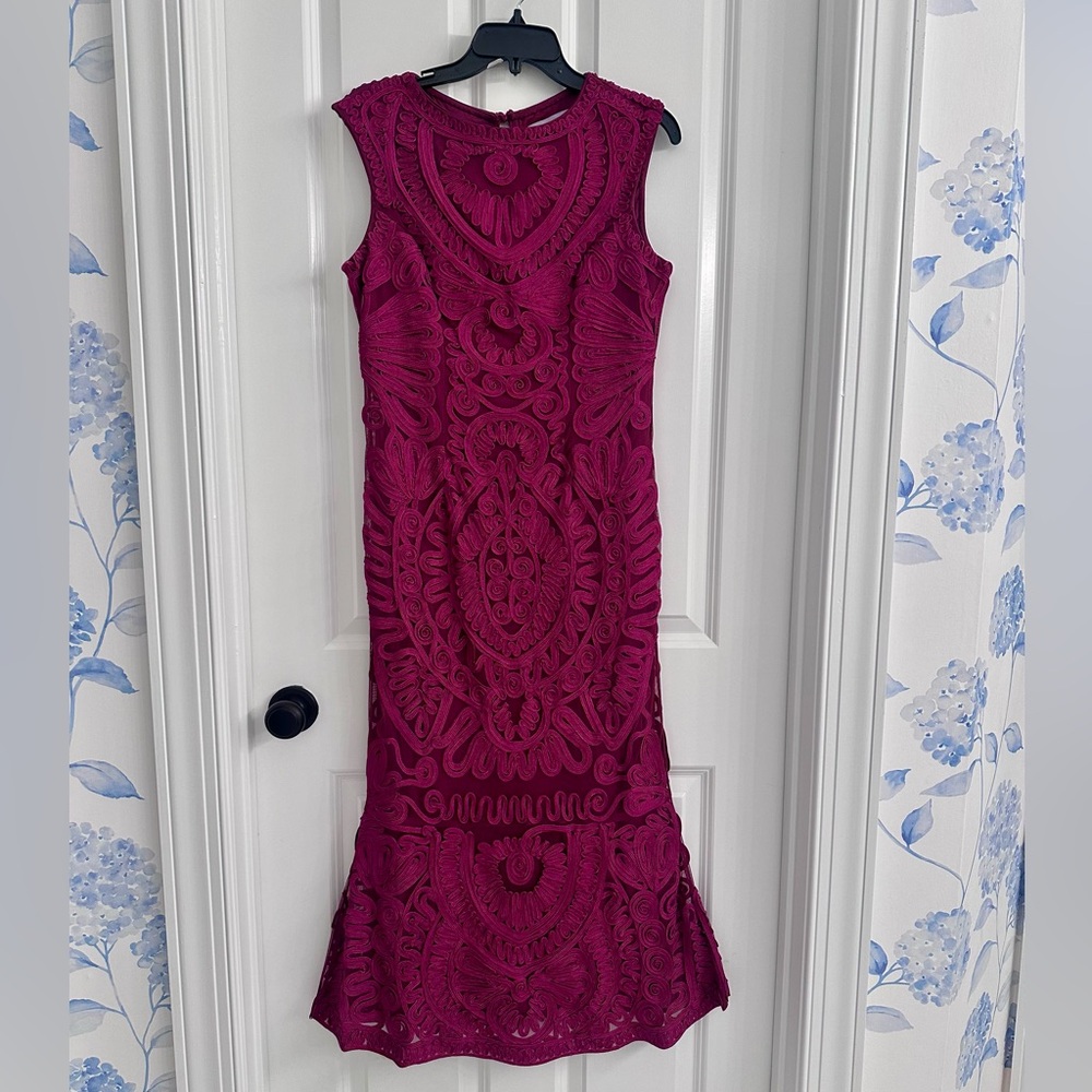 JS Collections Lace Midi Dress - Deep Pink